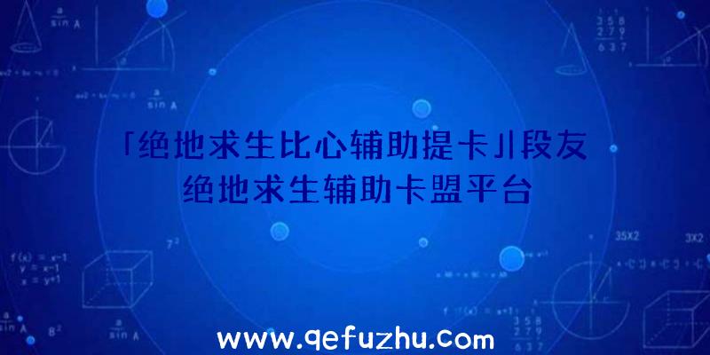 「绝地求生比心辅助提卡」|段友绝地求生辅助卡盟平台